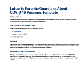 Letter to Parents/Guardians About COVID-19 Vaccines Template