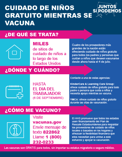 Free Child Care Available While You Get Vaccinated — Spanish