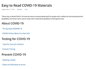 Easy to Read COVID-19 Materials | CDC