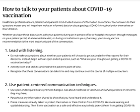 How to Talk to Patients About COVID-19 Vaccination | CDC