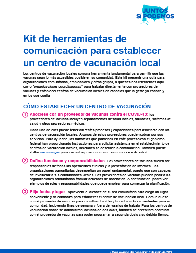 On-Site Vaccination Clinic Toolkit — Spanish
