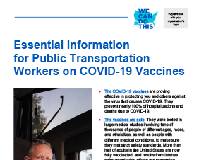 Essential Information for Public Transportation Workers on COVID-19 Vaccines — Spanish