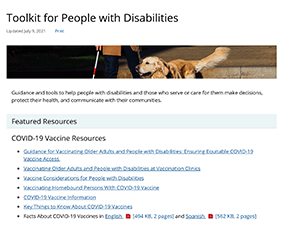 CDC Information About COVID Page for People With Disabilities