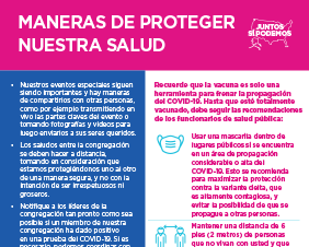 Ways to Protect Our Health Bulletin for Faith-Based Leaders — Spanish
