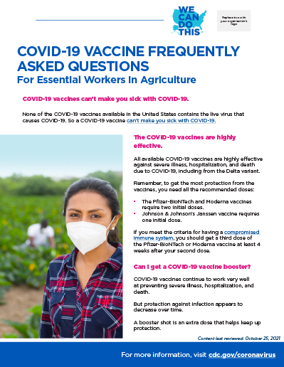 COVID-19 Vaccines: Answers to Commonly Asked Questions for Essential Workers in Agriculture