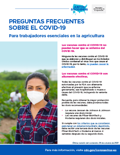FAQs on COVID-19 Vaccines for Essential Workers in Agriculture — Spanish 