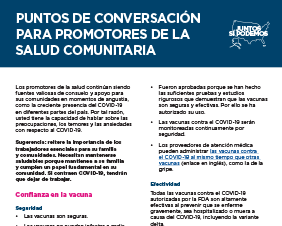 Talking Points for Community Health Workers — Spanish 