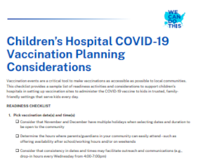 Children’s Hospital COVID-19 Vaccination Planning Considerations