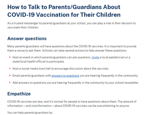 How to Talk to Parents/Guardians About COVID-19 Vaccination for Their Children