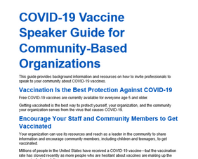 COVID-19 Vaccine Speaker Guide for Community-Based Organizations