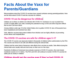 Facts About the Vaxx for Parents/Guardians