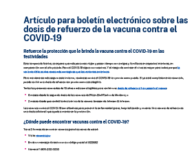 Enewsletter Article About COVID-19 Vaccine Boosters