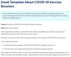 Email Template About COVID-19 Vaccine Boosters