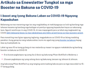 Enewsletter Article Tagalog TN