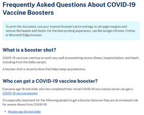 Frequently Asked Questions About COVID-19 Vaccine Boosters