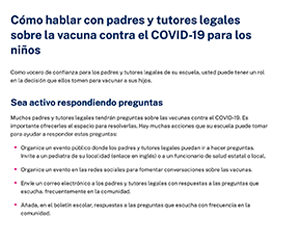 How to Talk to Parents/Guardians About COVID-19 Vaccination for Their Children — Spanish