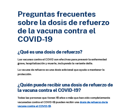 Preguntas frecuentes sobre la dosis de refuerzo de la vacuna contra el COVID-19