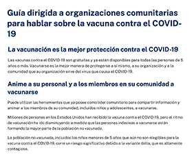 COVID-19 Vaccine Speaker Guide for Community-Based Organizations — Spanish