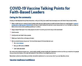 COVID-19 Vaccine Talking Points for Faith-Based Leaders