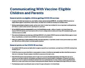 Communicating With Vaccine-Eligible Children and Parents