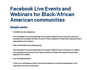 Facebook Live Events and Webinars for Black/African American communities