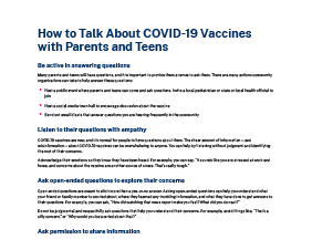 How to Talk About COVID-19 Vaccines with Parents and Teens