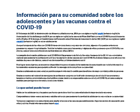 Outreach on Adolescent COVID-19 Vaccinations — Spanish