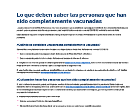  What Fully Vaccinated People Need to Know — Spanish