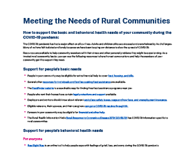 Meeting the Needs of Rural Communities