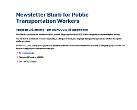 Newsletter Blurb for Public Transportation Workers