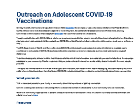 Outreach on Adolescent COVID-19 Vaccinations