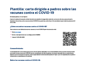 Letter to Parents About COVID-19 Vaccines Template — Spanish