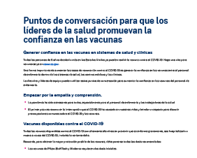 Talking Points for Health Care Leaders to Encourage Vaccine Confidence — Spanish