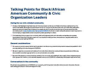 Talking Points for Black/African American Community & Civic Organization Leaders  