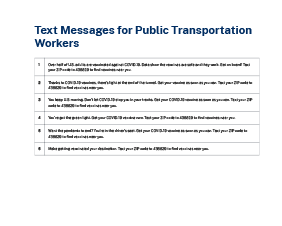 Text Messages for Public Transportation Workers