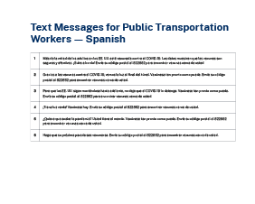 Text Messages for Public Transportation Workers — Spanish