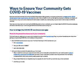 Ways to Ensure Your Community Gets COVID-19 Vaccines