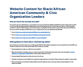 Website Content for Black/African American Community & Civic Organization Leaders 