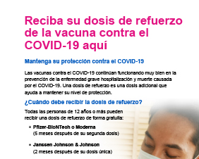 Get Your COVID-19 Vaccine Booster Shot Here — Spanish