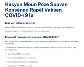 Frequently Asked Questions About COVID-19 Vaccine Boosters — Haitian Creole 