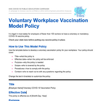 Voluntary Workplace Vaccination Model Policy  