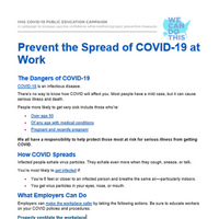 Prevent the Spread of COVID-19 at Work 