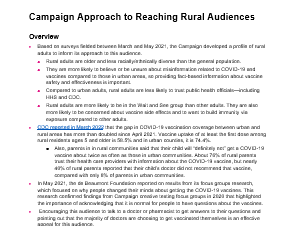 Campaign Approach to Reaching Rural Audiences
