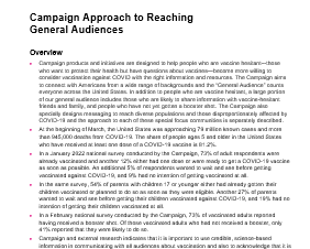 Campaign Approach to Reaching General Audiences