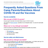 Frequently Asked Questions from Camp Parents/Guardians About COVID and the Vaccines  Thumbnail