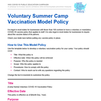 Voluntary Summer Camp Vaccination Model Policy Thumbnail