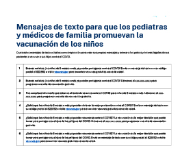 Text Messages for Pediatricians/Family Physicians to Encourage Vaccination — Spanish