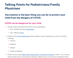 Talking Points for Pediatricians/Family Physicians