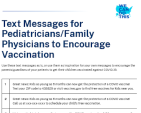 Text Messages for Pediatricians/Family Physicians to Encourage Vaccination