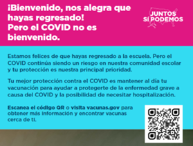 You’re Welcome Back. But COVID Isn’t. (K–12) — Spanish
